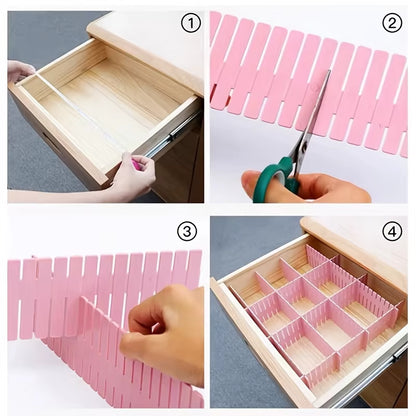 Adjustable 4-Piece Drawer Divider Set for Organized Storage of Underwear, Socks, Cosmetics, and Miscellaneous Items