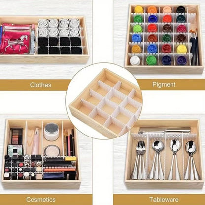 Adjustable 4-Piece Drawer Divider Set for Organized Storage of Underwear, Socks, Cosmetics, and Miscellaneous Items