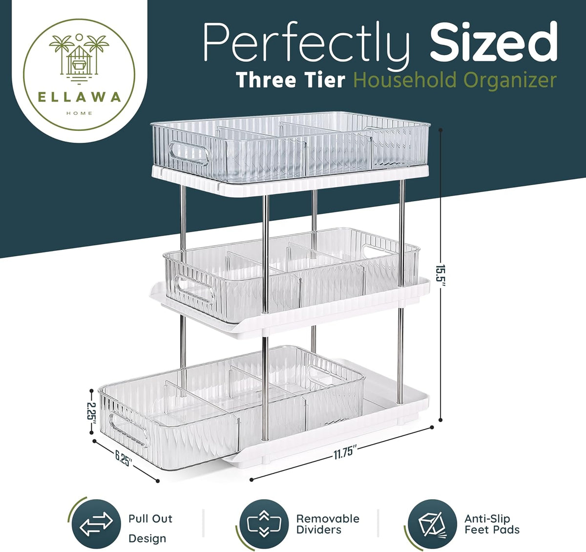 3-Tier Under-Sink Organizer – Pull-Out Storage Solution for Kitchen and Bathroom Cabinets