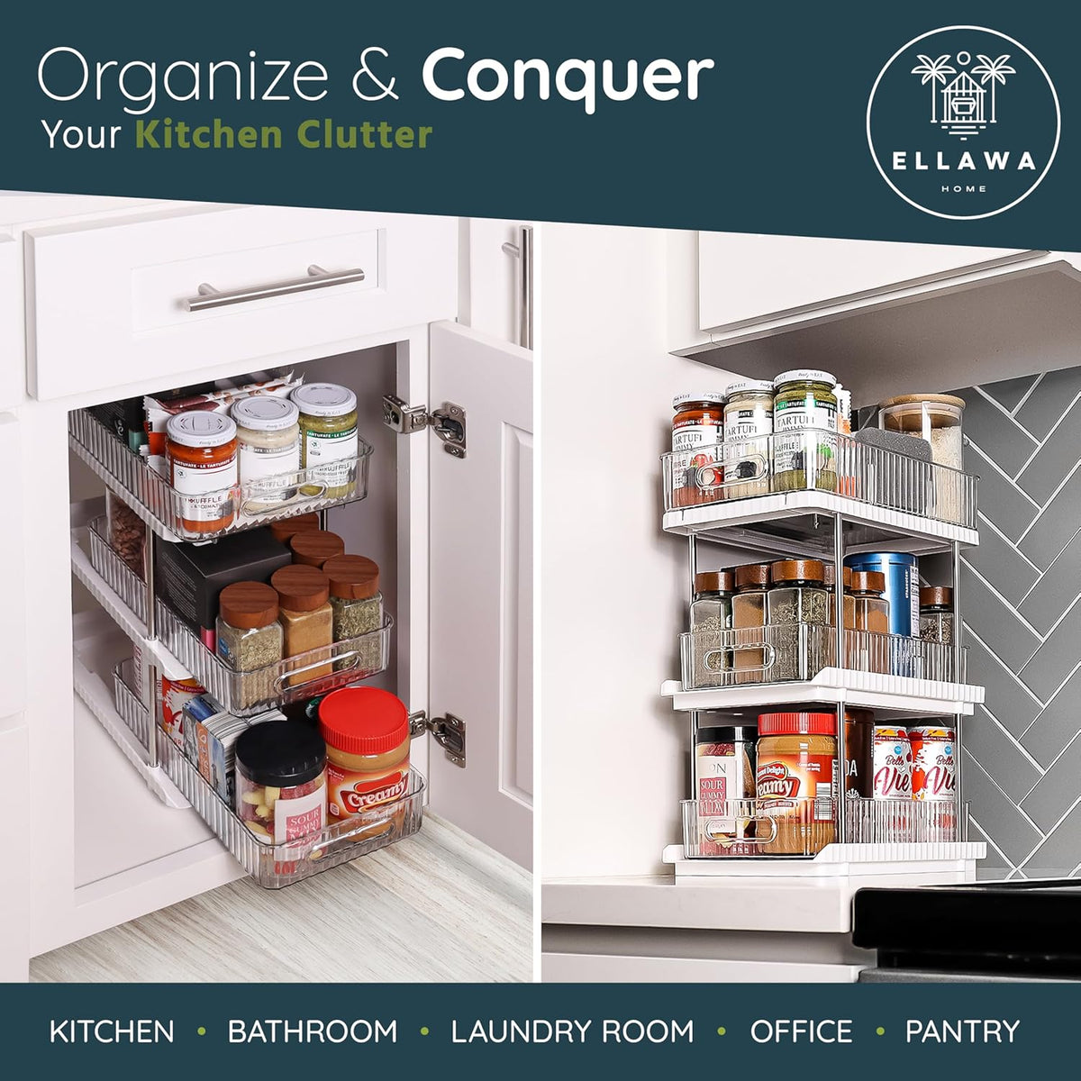 3-Tier Under-Sink Organizer – Pull-Out Storage Solution for Kitchen and Bathroom Cabinets