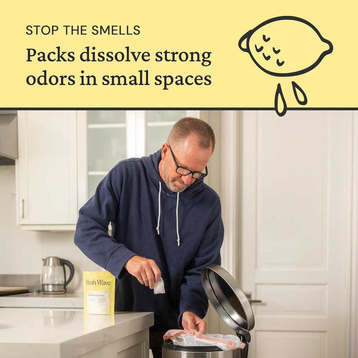 Odor Eliminator Pack, 6-Count for Small Spaces and Closets, Lemon Scent