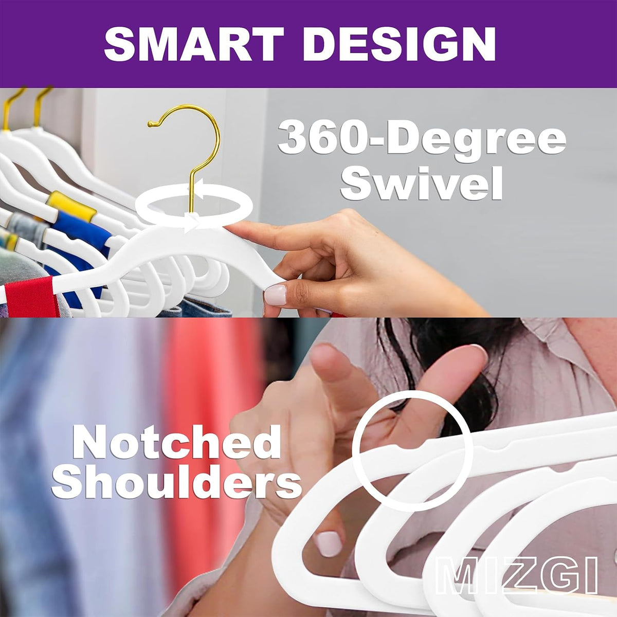 Premium Heavy-Duty Velvet Suit Hangers - 60-Pack Slimline Non-Slip Design with Gold Hooks - Space-Saving White Hangers