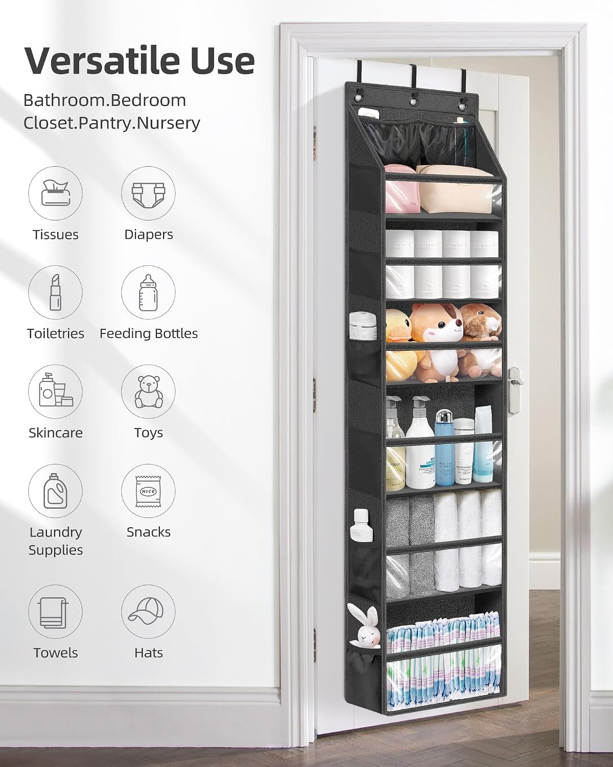 Large Clear Over-Door Organizer with Deep Pockets