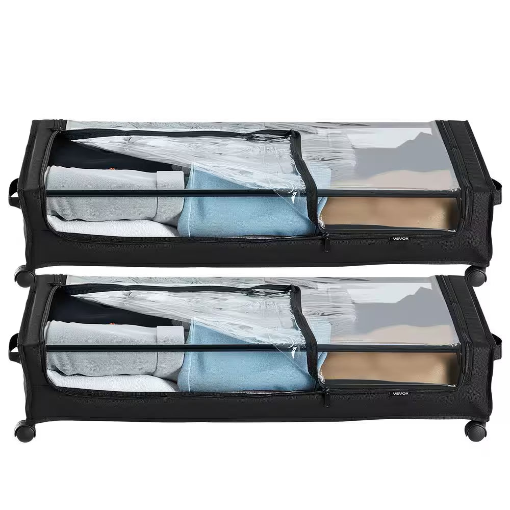 Underbed Storage Containers with Wheels, 30.3 x 18.5 x 6.8 In., Clear Lid Shoe Organizer (Set of 2)