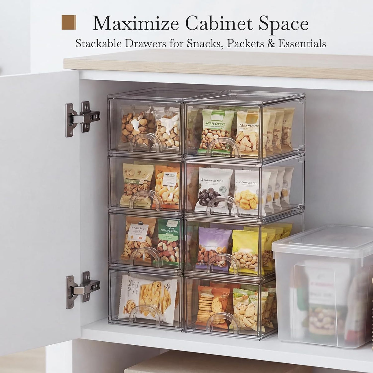 Set of 8 Stackable Clear Acrylic Storage Boxes and Drawers