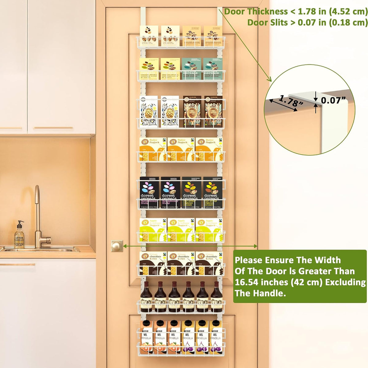 9-Tier Over-Door Pantry Organizer with Adjustable 2-in-1 Spice Rack