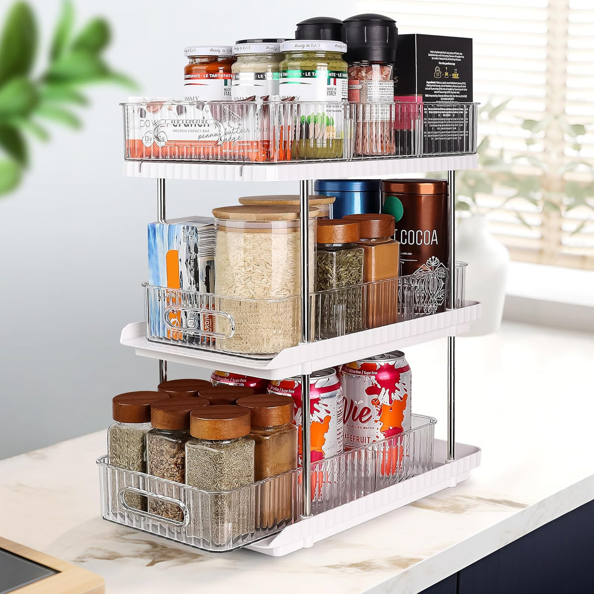 3-Tier Under-Sink Organizer – Pull-Out Storage Solution for Kitchen and Bathroom Cabinets