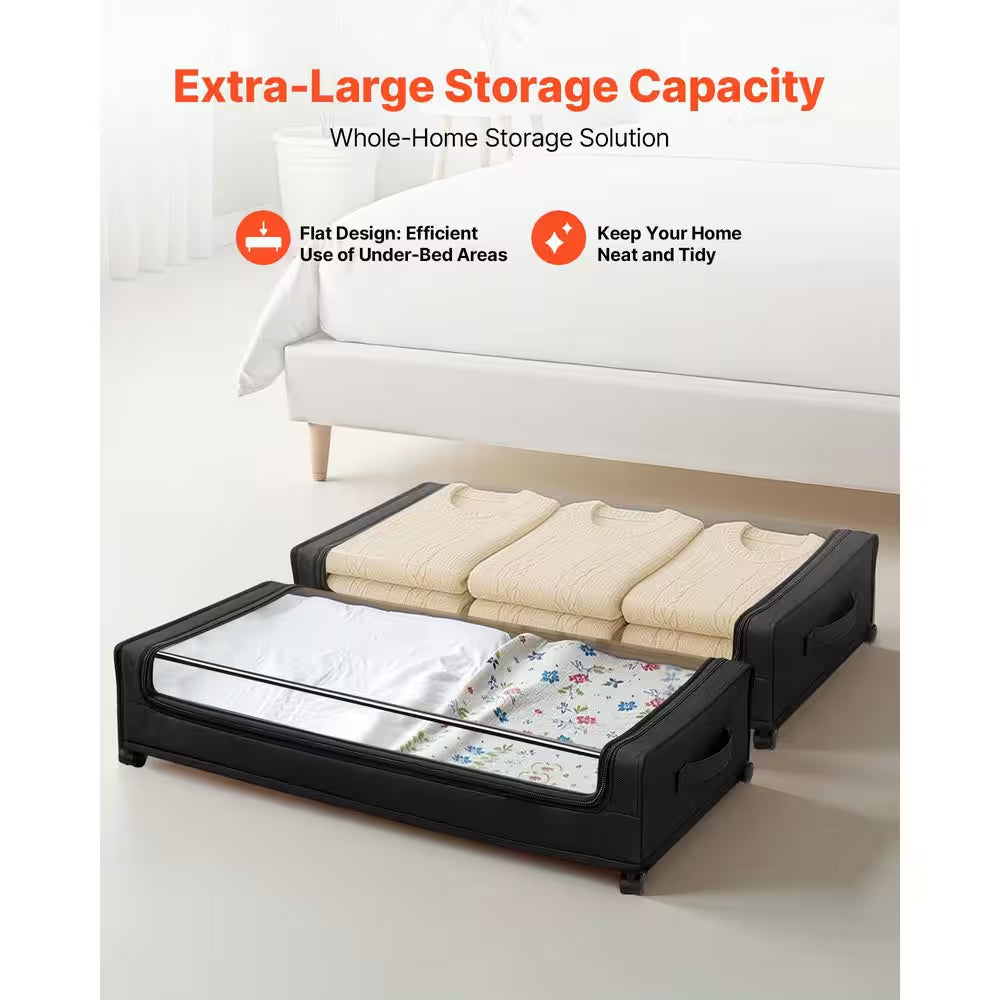 Underbed Storage Containers with Wheels, 30.3 x 18.5 x 6.8 In., Clear Lid Shoe Organizer (Set of 2)