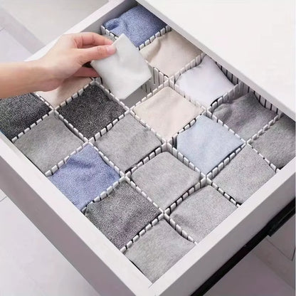 Adjustable 4-Piece Drawer Divider Set for Organized Storage of Underwear, Socks, Cosmetics, and Miscellaneous Items