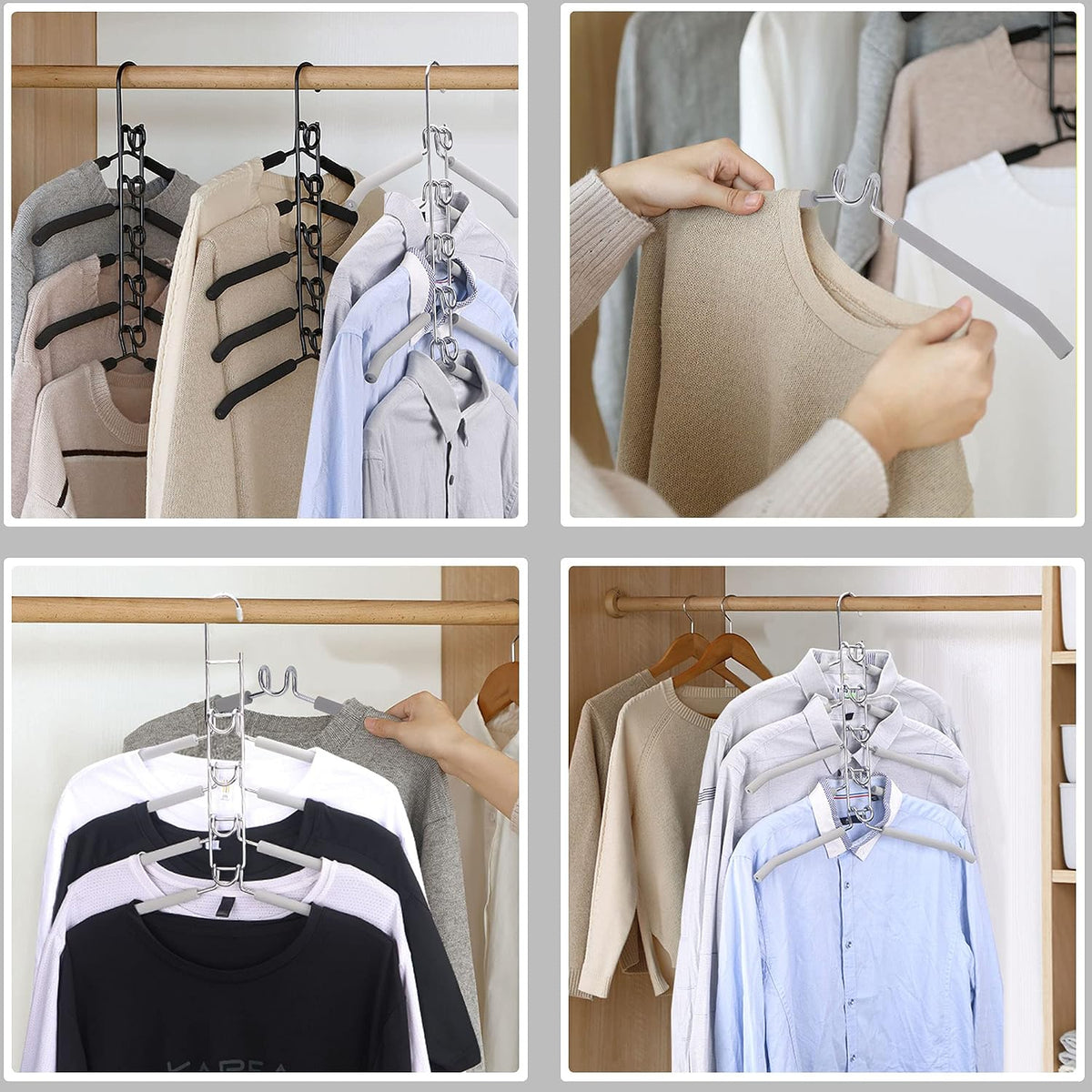 Multi-Layer Space-Saving Clothes Hangers - Set of 4