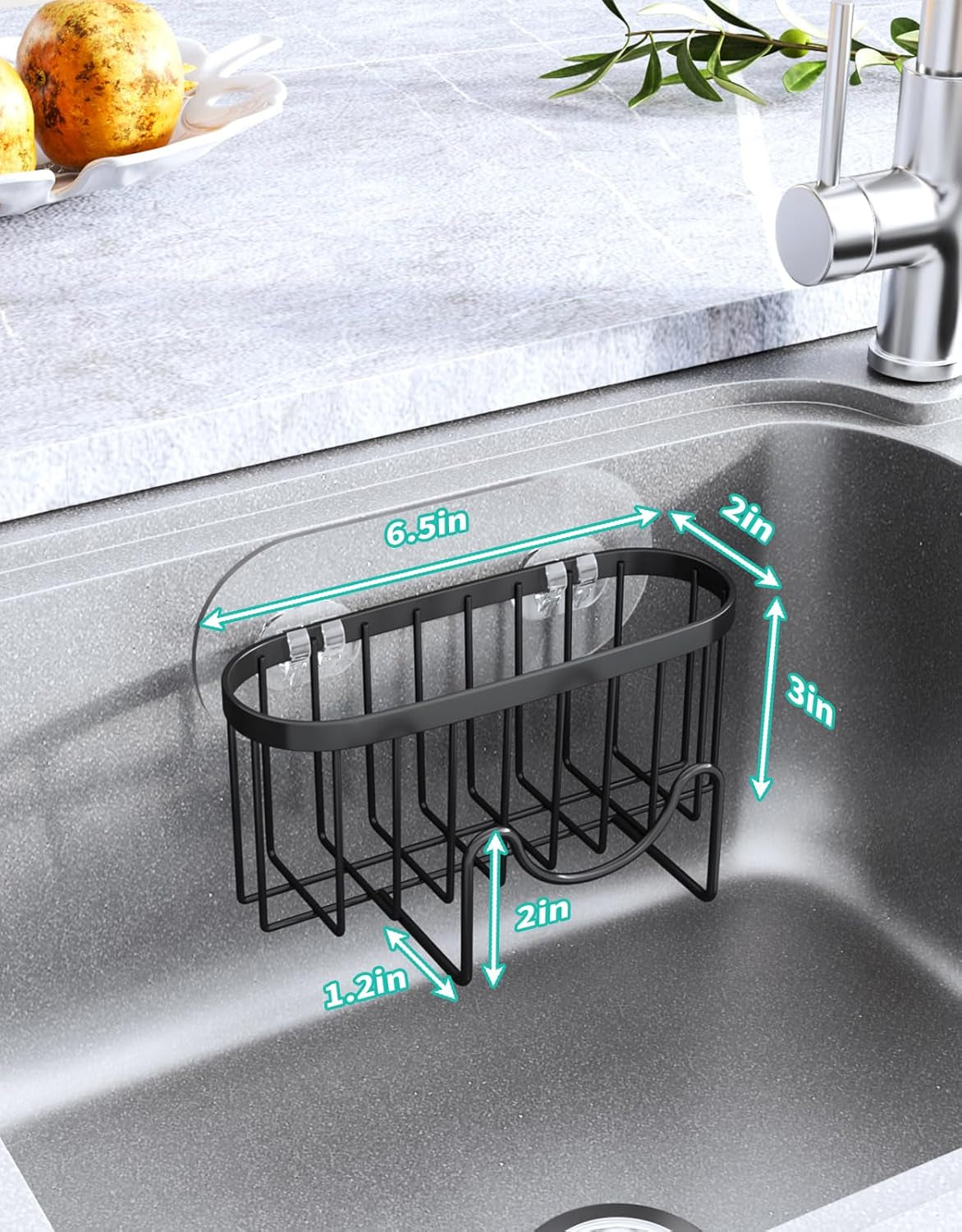 Multifunctional M-Shaped Sponge Holder with Dual Installation Options - Rustproof Stainless Steel Kitchen Sink Organizer in Black