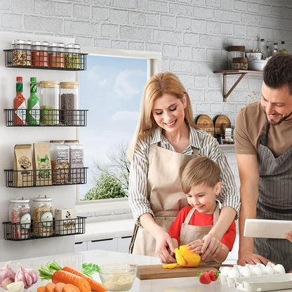 Set of 2 Magnetic Refrigerator Storage Baskets, Durable Spice Rack and Shelf for Kitchen and Pantry Organization