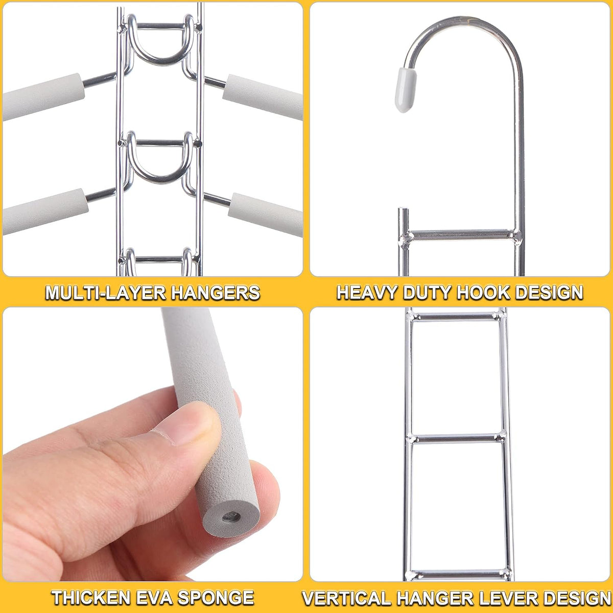 Multi-Layer Space-Saving Clothes Hangers - Set of 4
