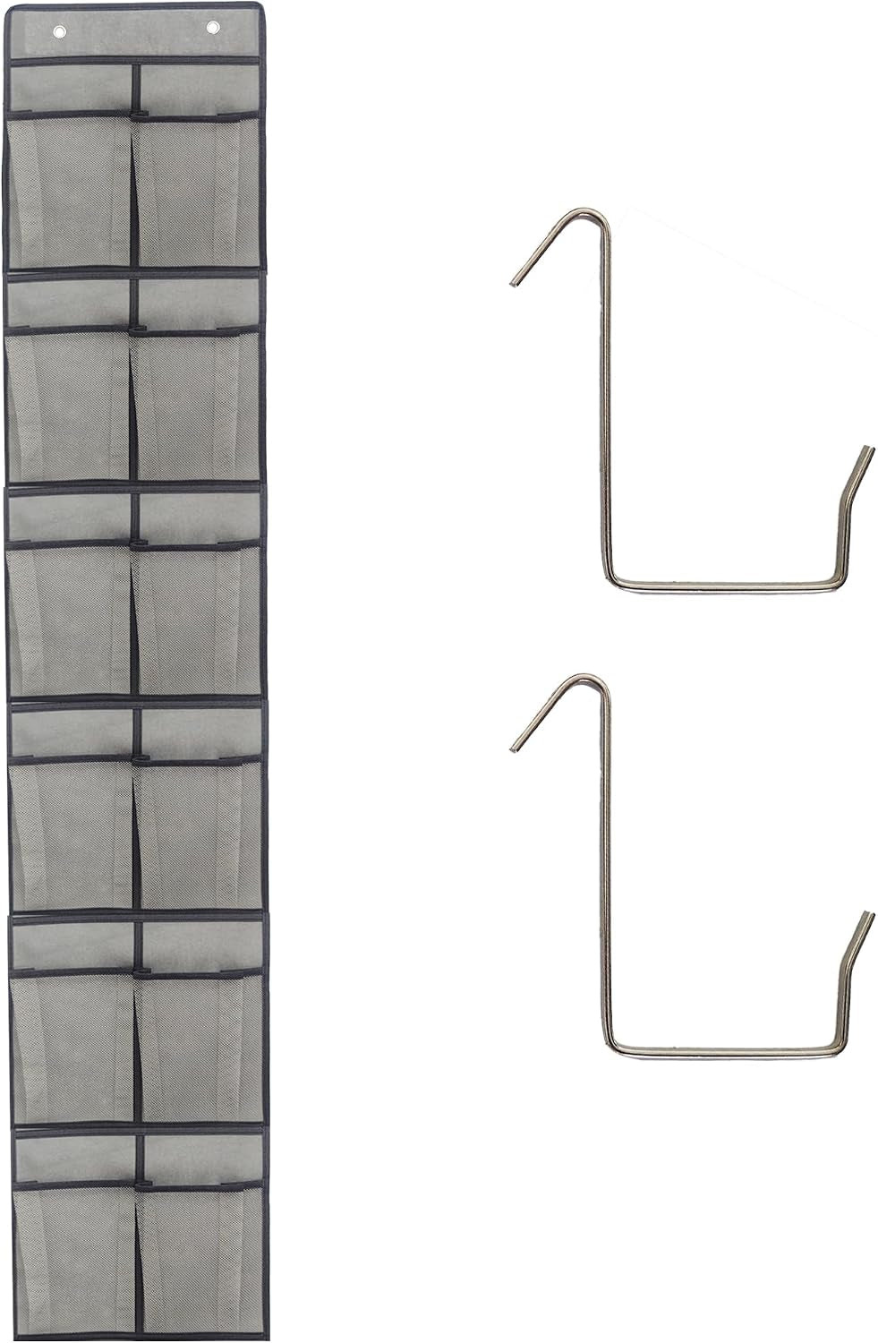 Gray Over-Door Shoe Organizer with 12 Large Pockets for Efficient Closet Storage and Space-Saving Accessory Management