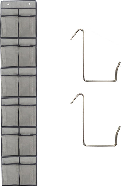 Gray Over-Door Shoe Organizer with 12 Large Pockets for Efficient Closet Storage and Space-Saving Accessory Management