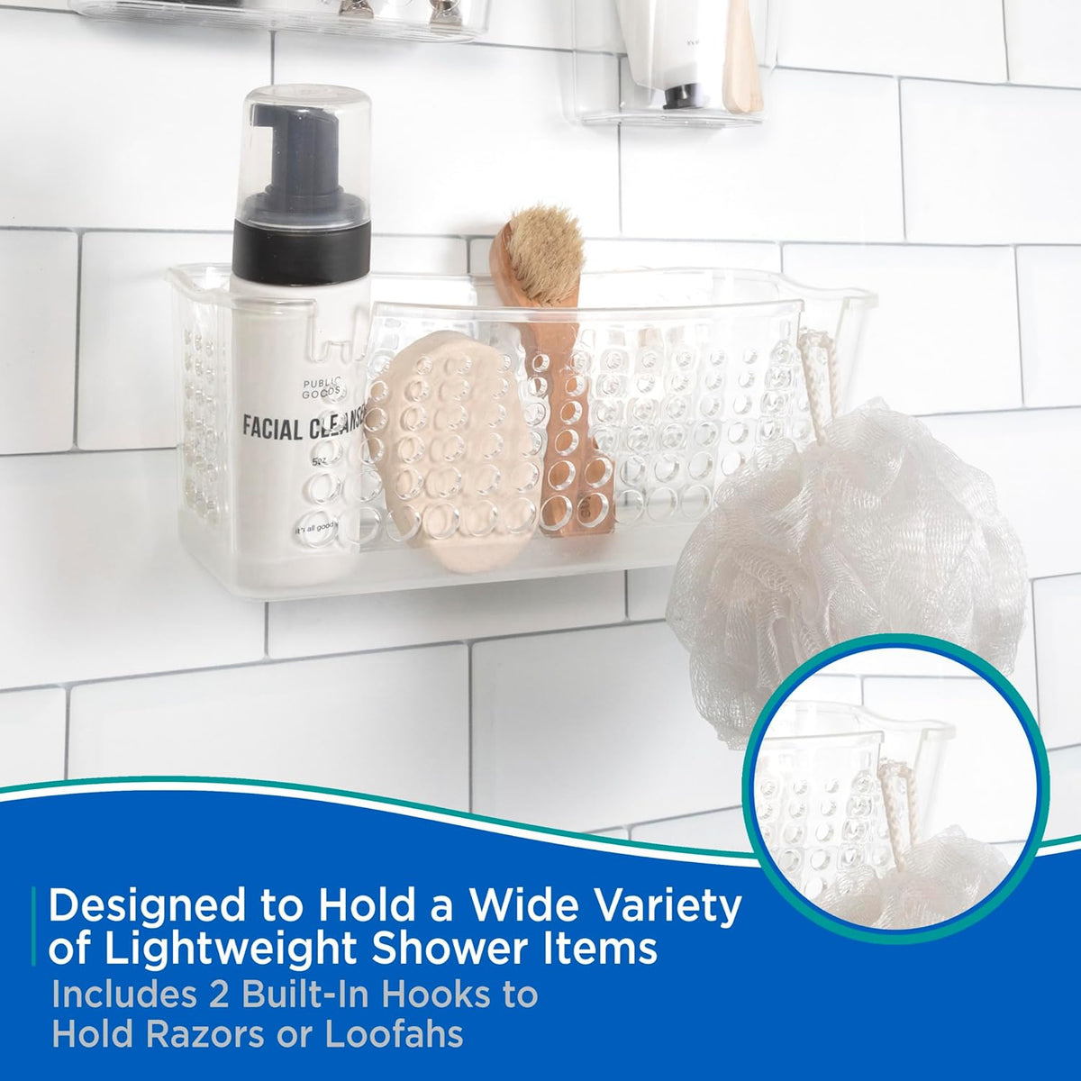 Clear Suction Cup Shower Caddy Basket