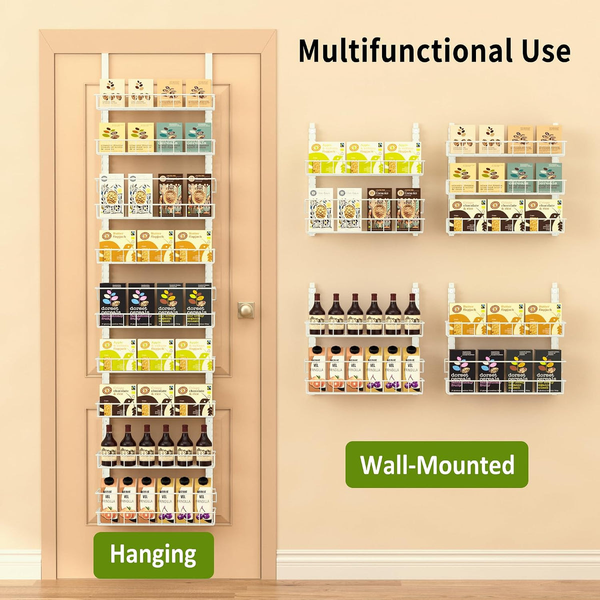 9-Tier Over-Door Pantry Organizer with Adjustable 2-in-1 Spice Rack