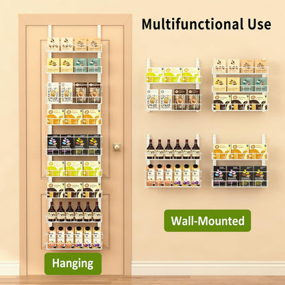 9-Tier Over-Door Pantry Organizer with Adjustable 2-in-1 Spice Rack