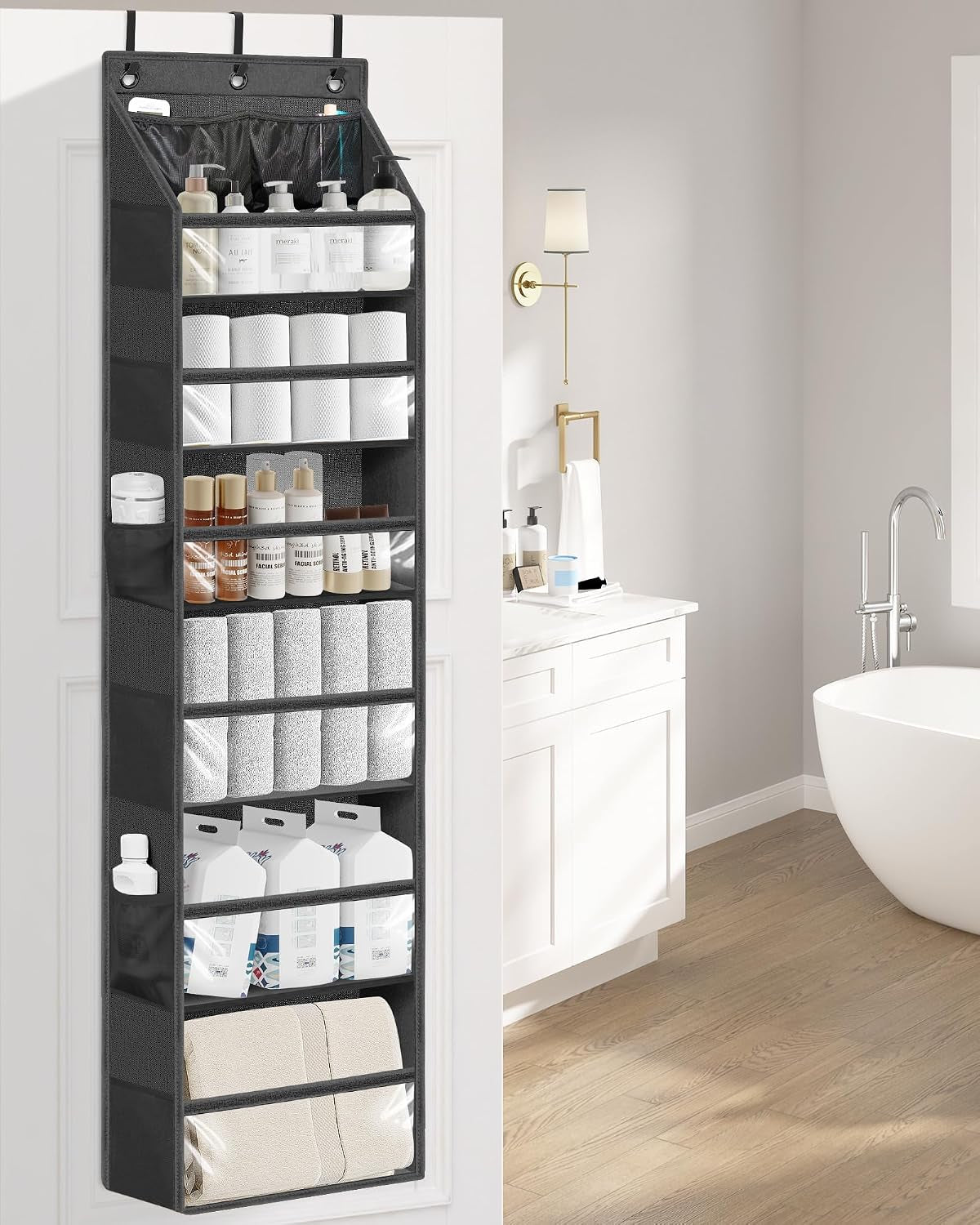 Large Clear Over-Door Organizer with Deep Pockets