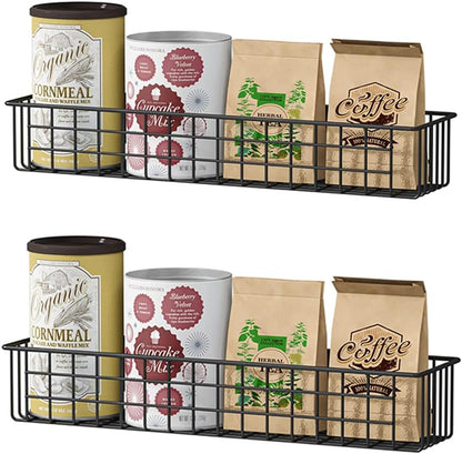 Set of 2 Magnetic Refrigerator Storage Baskets, Durable Spice Rack and Shelf for Kitchen and Pantry Organization