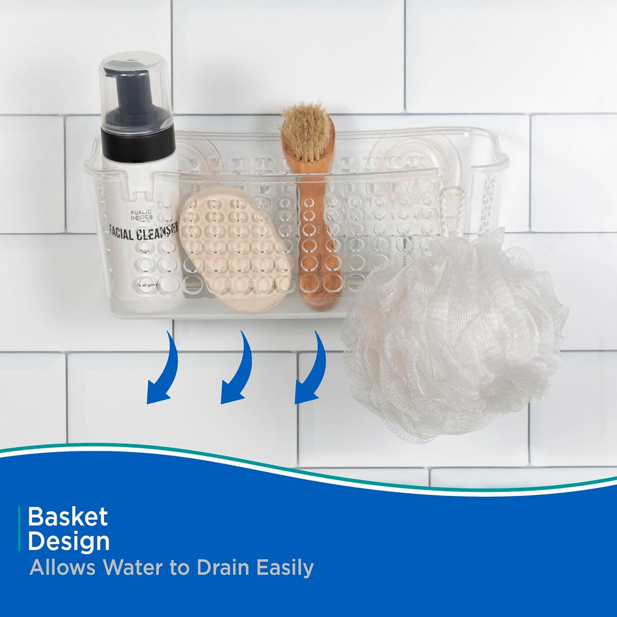 Clear Suction Cup Shower Caddy Basket