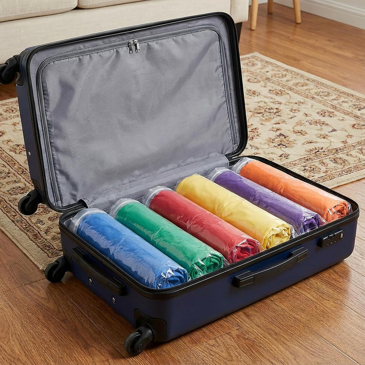 Vacuum Compression Storage Bags - 4-Pack, 13.8 x 19.7 Inches, Roll-Up Design for Space Saving
