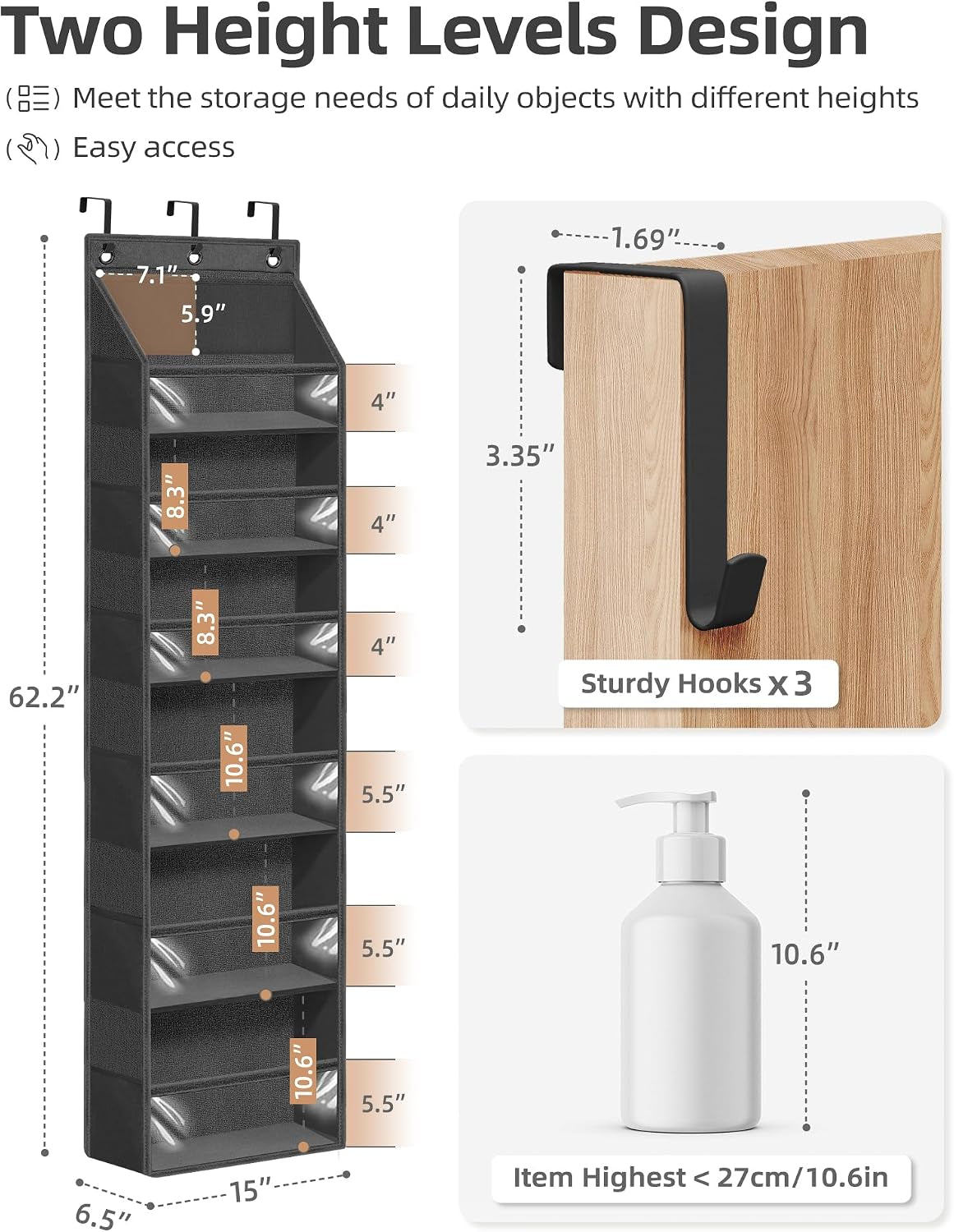 Large Clear Over-Door Organizer with Deep Pockets