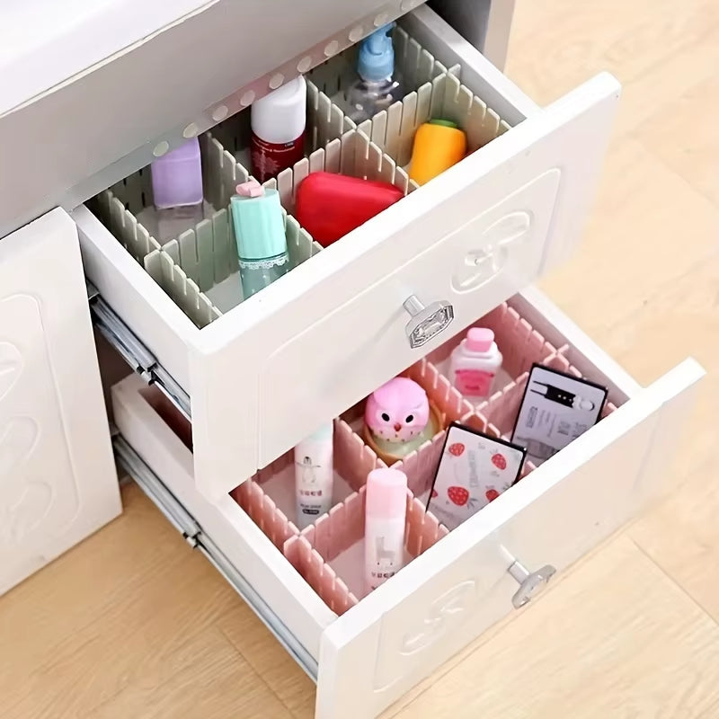 Adjustable 4-Piece Drawer Divider Set for Organized Storage of Underwear, Socks, Cosmetics, and Miscellaneous Items