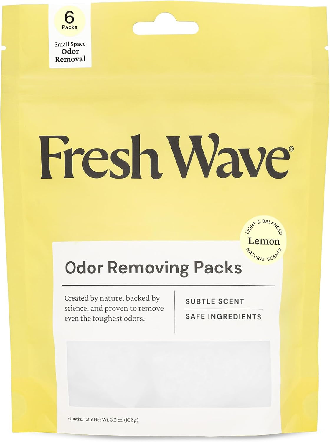 Odor Eliminator Pack, 6-Count for Small Spaces and Closets, Lemon Scent