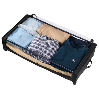 Underbed Storage Containers with Wheels, 30.3 x 18.5 x 6.8 In., Clear Lid Shoe Organizer (Set of 2)