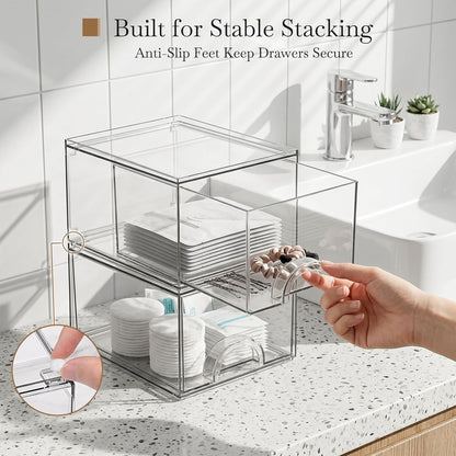 Set of 8 Stackable Clear Acrylic Storage Boxes and Drawers