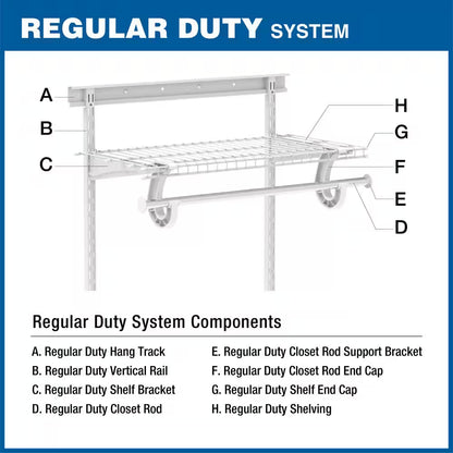 Regular Duty Closet Organizer Kit for 5 to 8 Feet Spaces