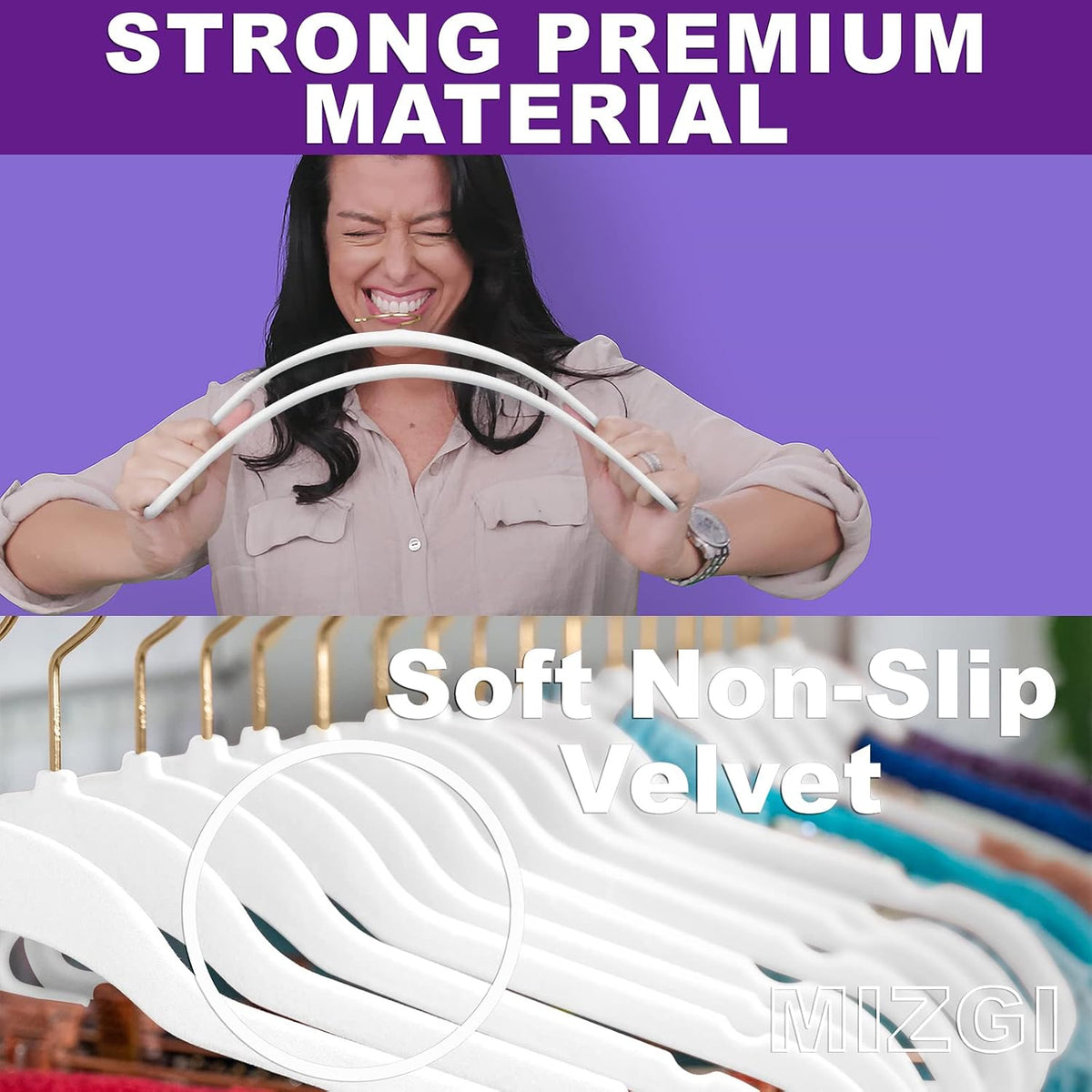 Premium Heavy-Duty Velvet Suit Hangers - 60-Pack Slimline Non-Slip Design with Gold Hooks - Space-Saving White Hangers