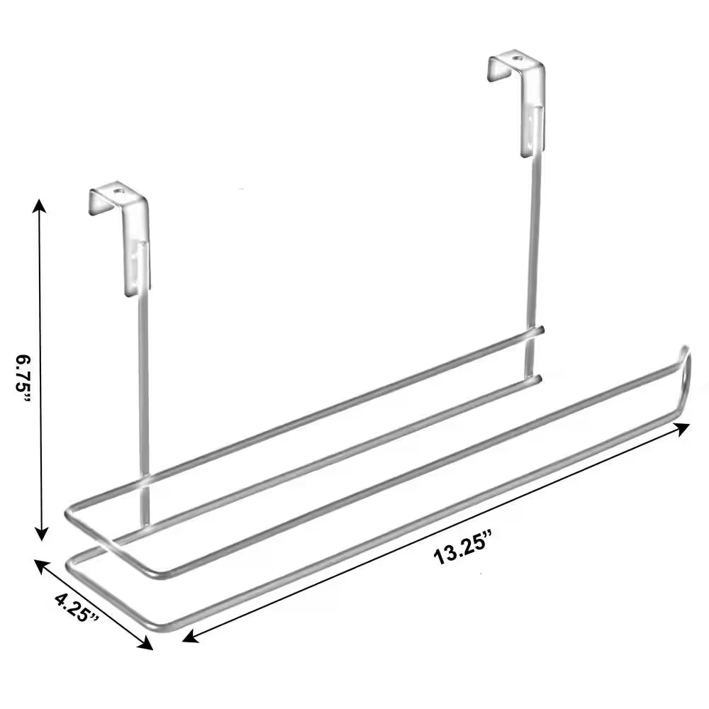Over-the-Cabinet Hanging Paper Towel Holder and Organizer Rack for Kitchen and Under-Sink Storage, Black