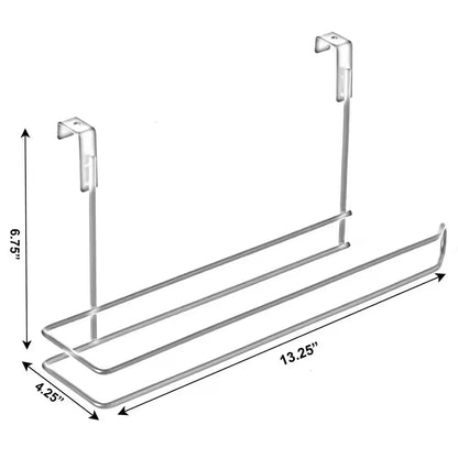 Over-the-Cabinet Hanging Paper Towel Holder and Organizer Rack for Kitchen and Under-Sink Storage, Black